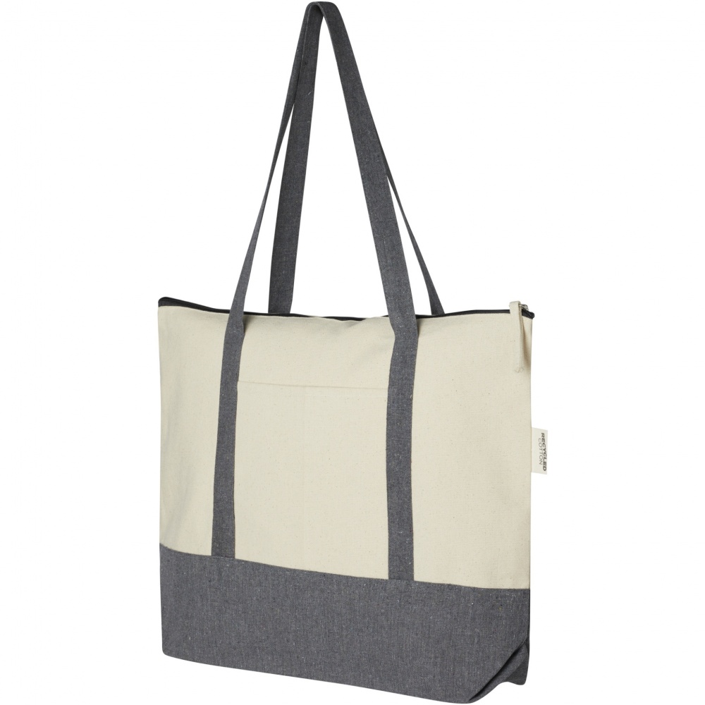 Logotrade corporate gift picture of: Repose 320 g/m² recycled cotton zippered tote bag 10L