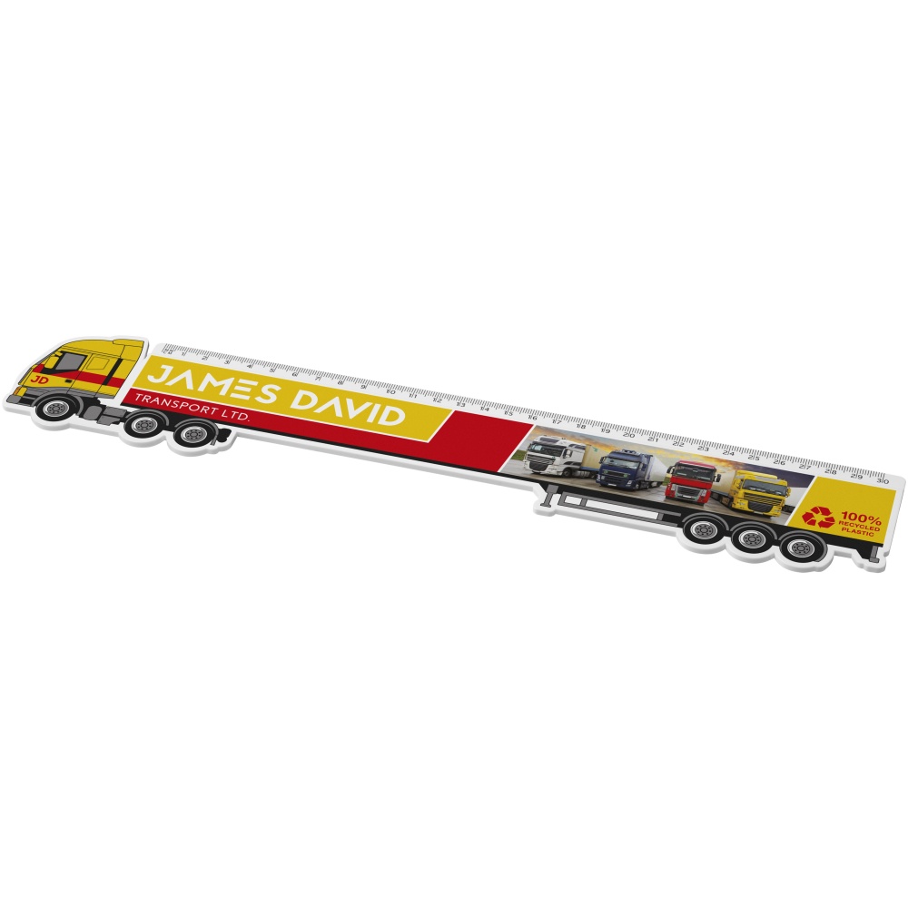 Logo trade promotional giveaways image of: Tait 30cm lorry-shaped recycled plastic ruler