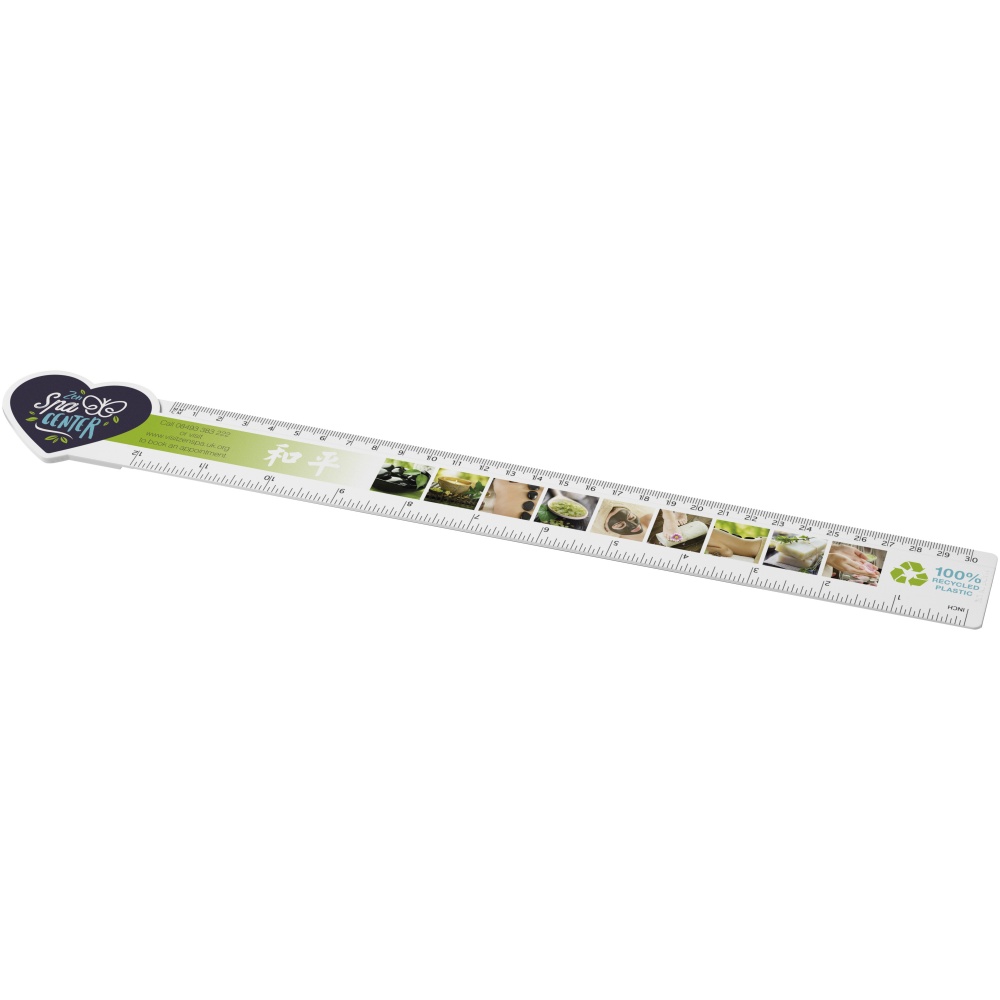 Logo trade promotional giveaways picture of: Tait 30cm heart-shaped recycled plastic ruler