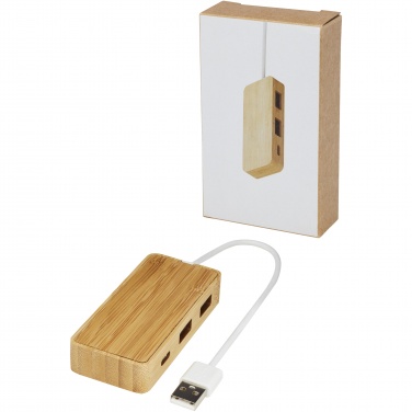 Logo trade promotional items image of: Tapas bamboo USB hub