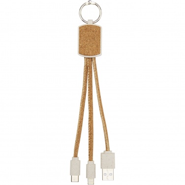 Logotrade promotional giveaway image of: Bates wheat straw and cork 3-in-1 charging cable