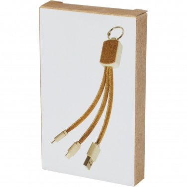 Logo trade corporate gifts picture of: Bates wheat straw and cork 3-in-1 charging cable