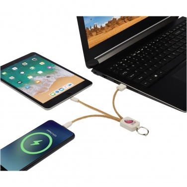 Logo trade promotional products image of: Bates wheat straw and cork 3-in-1 charging cable