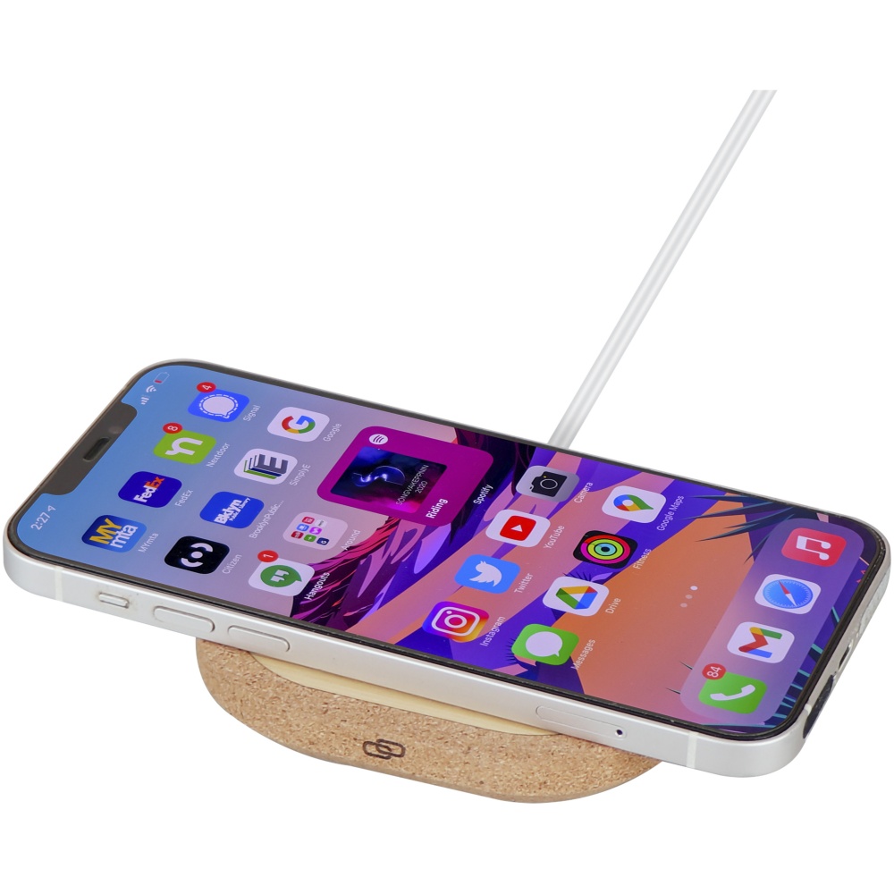 Logo trade advertising products image of: Cerris 15W cork wireless charging pad