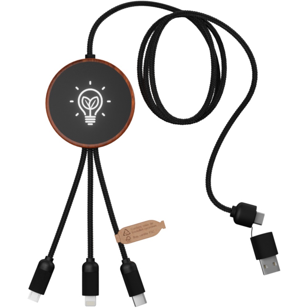 Logotrade promotional giveaway picture of: SCX.design C40 5-in-1 rPET light-up logo charging cable and 10W charging pad