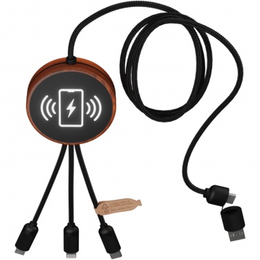 Logo trade promotional merchandise picture of: SCX.design C40 5-in-1 rPET light-up logo charging cable and 10W charging pad