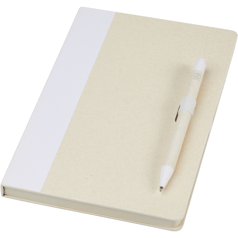 Logo trade promotional items picture of: Dairy Dream A5 size reference recycled milk cartons notebook and ballpoint pen set