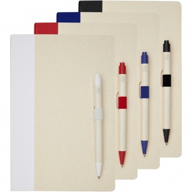 Logotrade promotional item image of: Dairy Dream A5 size reference recycled milk cartons notebook and ballpoint pen set