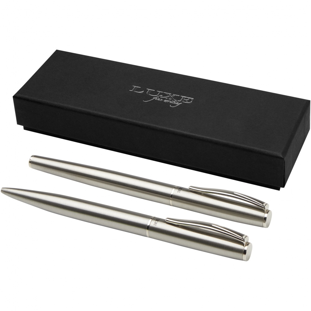 Logo trade promotional gift photo of: Didimis recycled stainless steel ballpoint and rollerball pen set