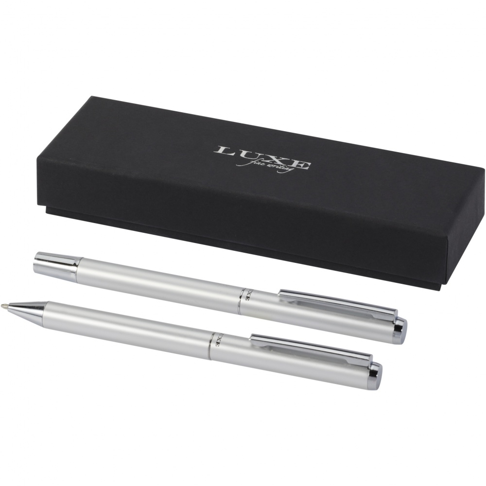 Logotrade promotional gifts photo of: Lucetto recycled aluminium ballpoint and rollerball pen gift set