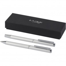 Lucetto recycled aluminium ballpoint and rollerball pen gift set