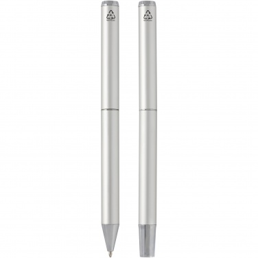 Logo trade promotional giveaway photo of: Lucetto recycled aluminium ballpoint and rollerball pen gift set