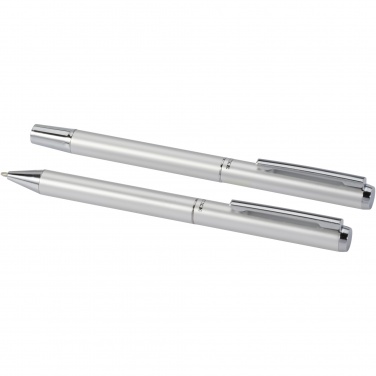 Logo trade promotional gifts image of: Lucetto recycled aluminium ballpoint and rollerball pen gift set