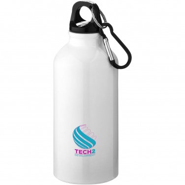 Logotrade business gift image of: Oregon 400 ml RCS certified recycled aluminium water bottle with carabiner