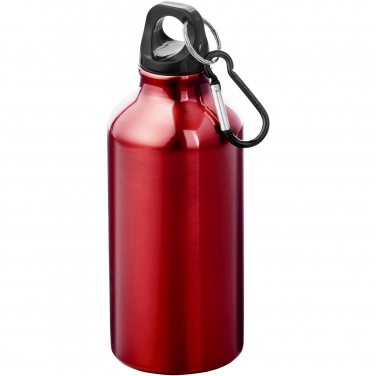 Logo trade promotional items picture of: Oregon 400 ml RCS certified recycled aluminium water bottle with carabiner