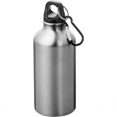 Logo trade promotional merchandise image of: Oregon 400 ml RCS certified recycled aluminium water bottle with carabiner