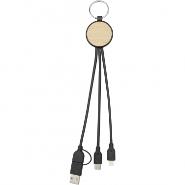 Logotrade promotional item image of: Tecta 6-in-1 recycled plastic/bamboo charging cable with keyring