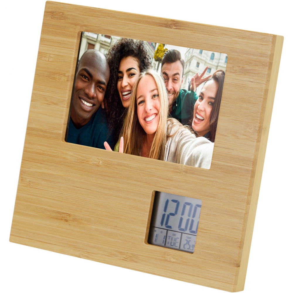 Logo trade promotional merchandise picture of: Sasa bamboo photo frame with thermometer