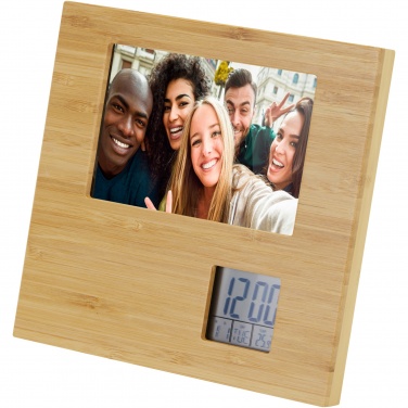 Logo trade advertising products image of: Sasa bamboo photo frame with thermometer