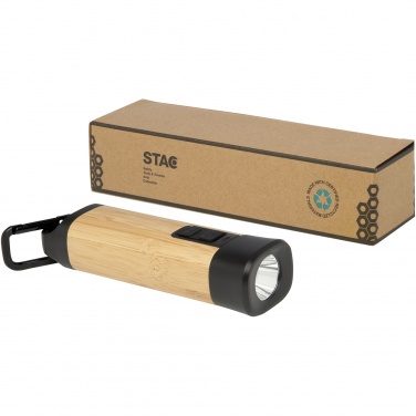 Logo trade promotional products image of: Kuma bamboo/RCS recycled plastic torch with carabiner