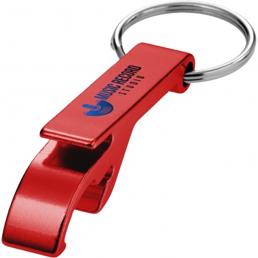 Logo trade promotional merchandise photo of: Tao RCS recycled aluminium bottle and can opener with keychain 