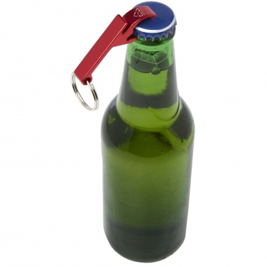 Logo trade promotional merchandise image of: Tao RCS recycled aluminium bottle and can opener with keychain 