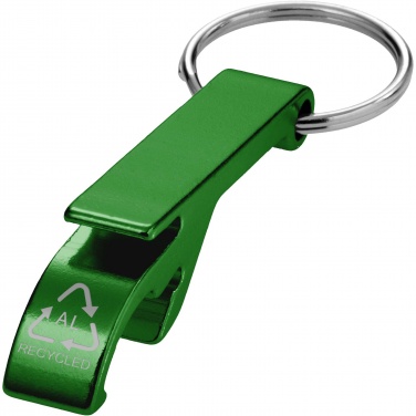 Logo trade promotional gifts picture of: Tao RCS recycled aluminium bottle and can opener with keychain 