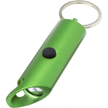 Logo trade business gifts image of: Flare RCS recycled aluminium IPX LED light and bottle opener with keychain