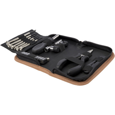 Logo trade promotional items image of: Spike 24-piece RCS recycled plastic tool set with cork pouch