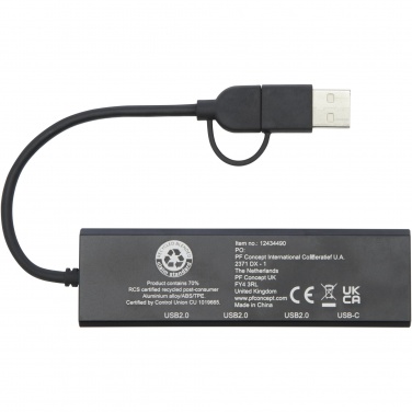 Logo trade promotional items picture of: Rise RCS recycled aluminium USB 2.0 hub