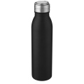 Harper 700 ml RCS certified stainless steel water bottle with metal loop, Solid black