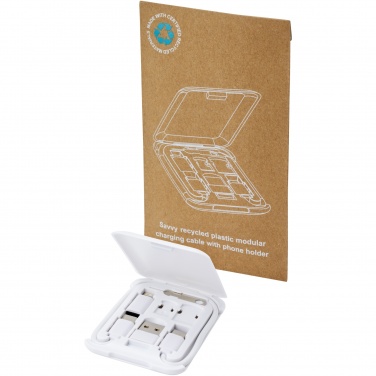 Logo trade corporate gifts image of: Savvy recycled plastic modular charging cable with phone holder