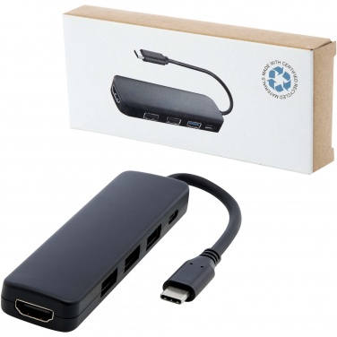 Logotrade promotional giveaway picture of: Loop RCS recycled plastic multimedia adapter USB 2.0-3.0 with HDMI port