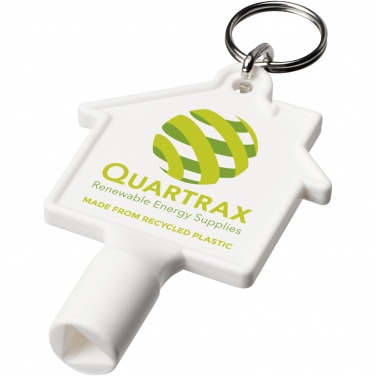 Logo trade promotional gifts image of: Maximilian house-shaped recycled utility key keychain