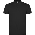 Star short sleeve kids polo, Solid black