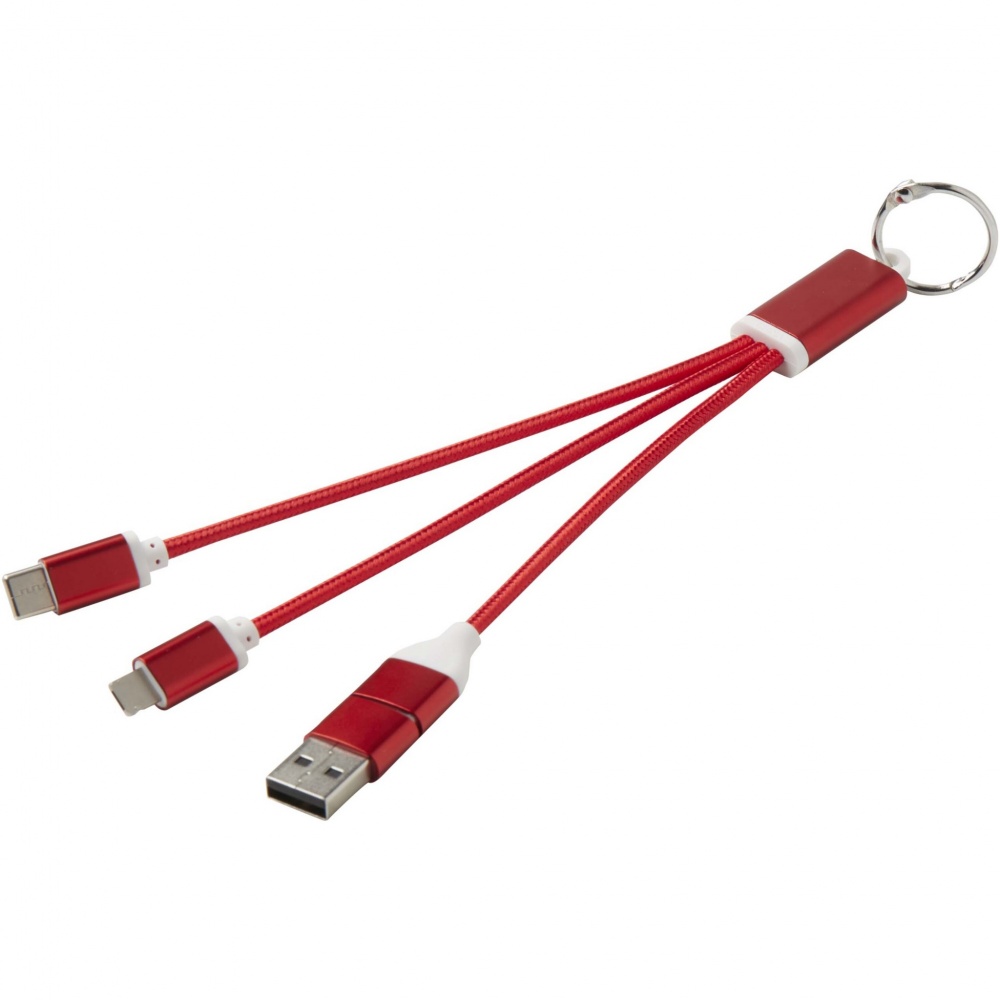 Logotrade promotional giveaways photo of: Metal 4-in-1 recycled aluminium charging cable with keychain