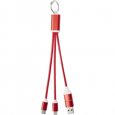 Logo trade promotional items picture of: Metal 4-in-1 recycled aluminium charging cable with keychain