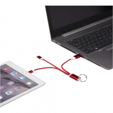 Logotrade promotional giveaway picture of: Metal 4-in-1 recycled aluminium charging cable with keychain