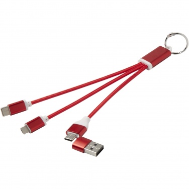 Logotrade promotional item image of: Metal 4-in-1 recycled aluminium charging cable with keychain