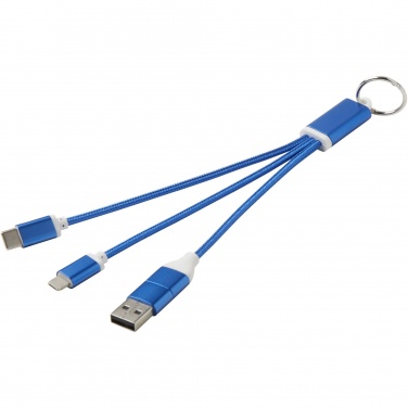 Logotrade promotional items photo of: Metal 4-in-1 recycled aluminium charging cable with keychain