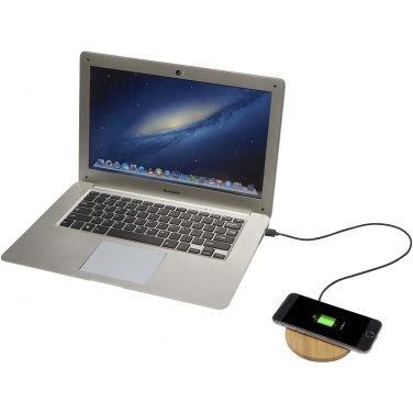 Logo trade promotional giveaways picture of: Essence 15W bamboo wireless charging pad