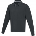 Clyde unisex organic rugby polo sweatshirt, Solid black