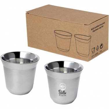 Logo trade advertising products image of: Duo 80 ml RCS certified stainless steel espresso cup set 