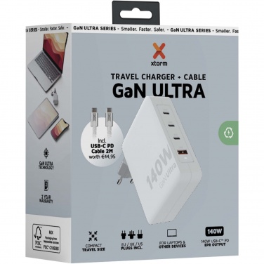 Logotrade promotional giveaway image of: Xtorm XVC2140 GaN Ultra 140W travel charger with 240W USB-C PD cable