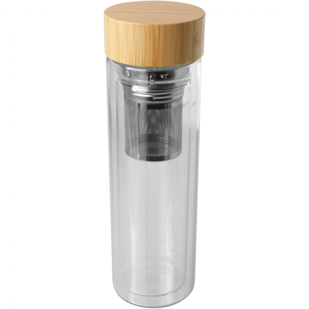 Logotrade promotional products photo of: Bailey 400 ml borsilicate glass infuser bottle with bamboo lid