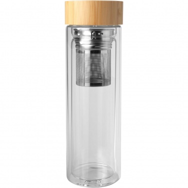 Logotrade promotional item picture of: Bailey 400 ml borsilicate glass infuser bottle with bamboo lid