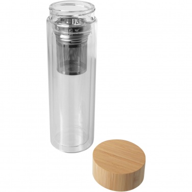 Logotrade promotional item image of: Bailey 400 ml borsilicate glass infuser bottle with bamboo lid