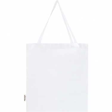 Logo trade business gifts image of: Madras 140 g/m² GRS recycled cotton gusset tote bag