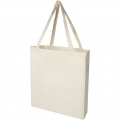 Madras 140 g/m² GRS recycled cotton gusset tote bag, Natural