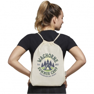 Logo trade promotional giveaways image of: Oregon 140 g/m² GRS recycled cotton drawstring bag